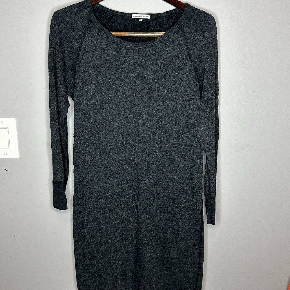 James Perse Raglan Sweatshirt Dress Dark Gray Supima Cotton Womens Sz 3